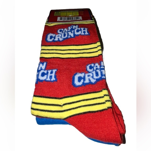 Cap’n Crunch Crew Socks 2 Pair Men 8-12 White Blue Red w Logo Cereal Oops! NEW! - Picture 8 of 9
